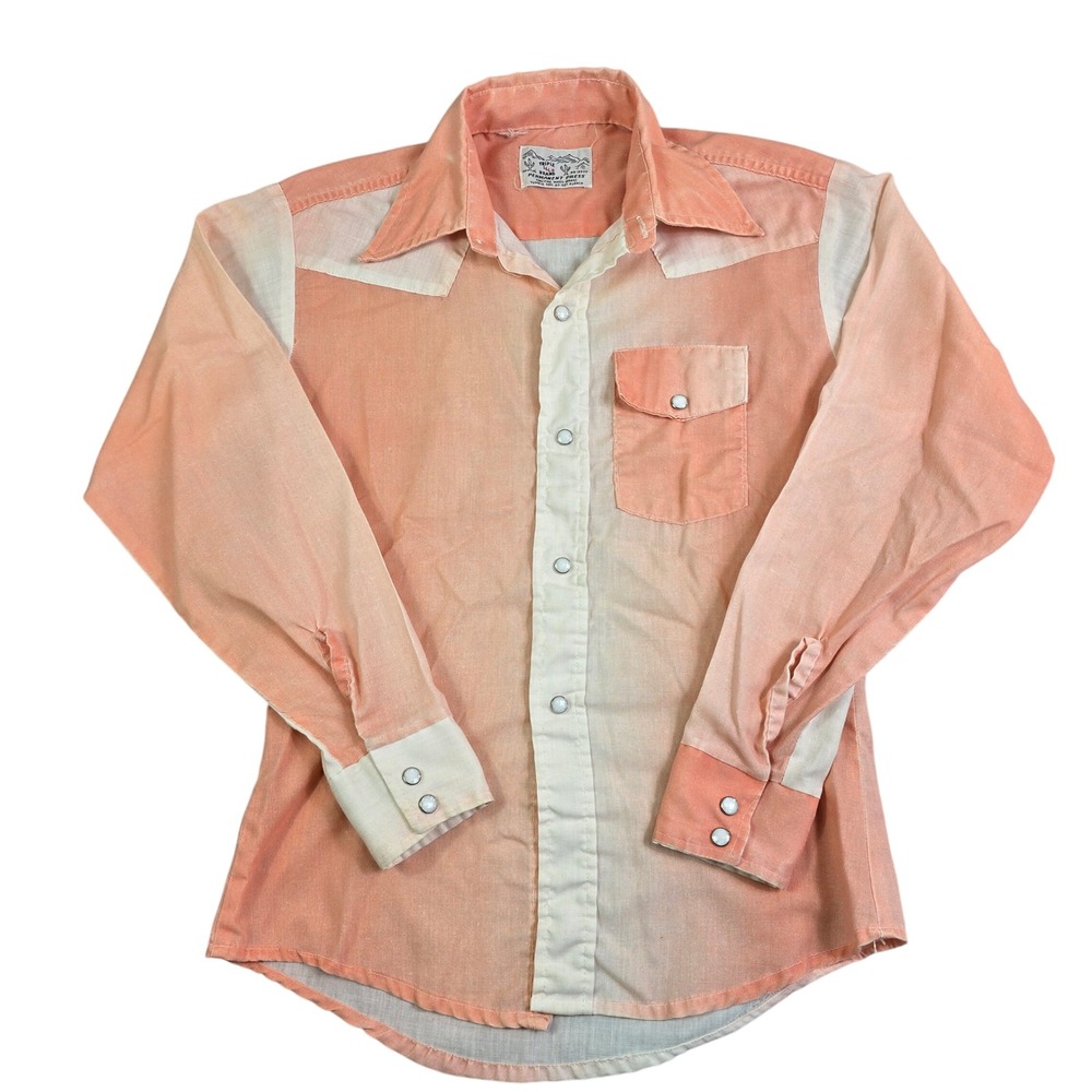 Vintage Triple L Brand Ombre Western Shirt Women XS Peach Cream Pearl Snap